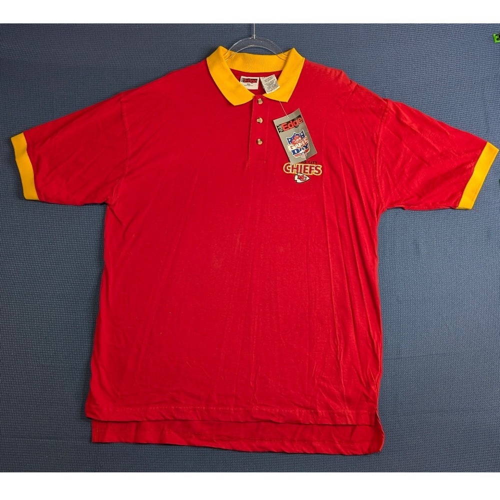 Vintage 1998 Kansas City Chiefs Polo Shirt Mens XL Red Yellow The Edge NWT NFL